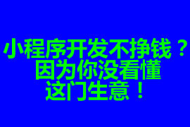 小程序開發(fā)不掙錢？因?yàn)槟銢]看懂這門生意！